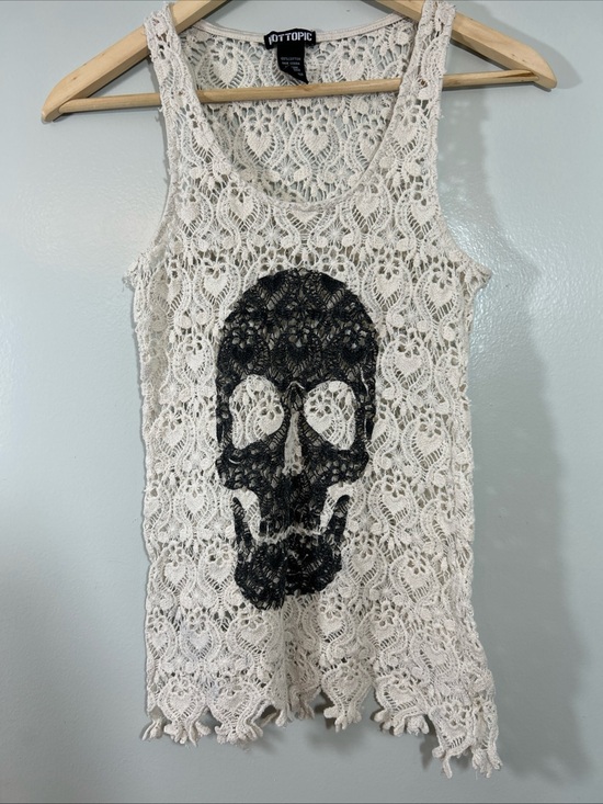 Hot Topic Tops - Hot Topic Tank Top Women's S/M Skull Crochet Whimsygoth Grunge Fairy